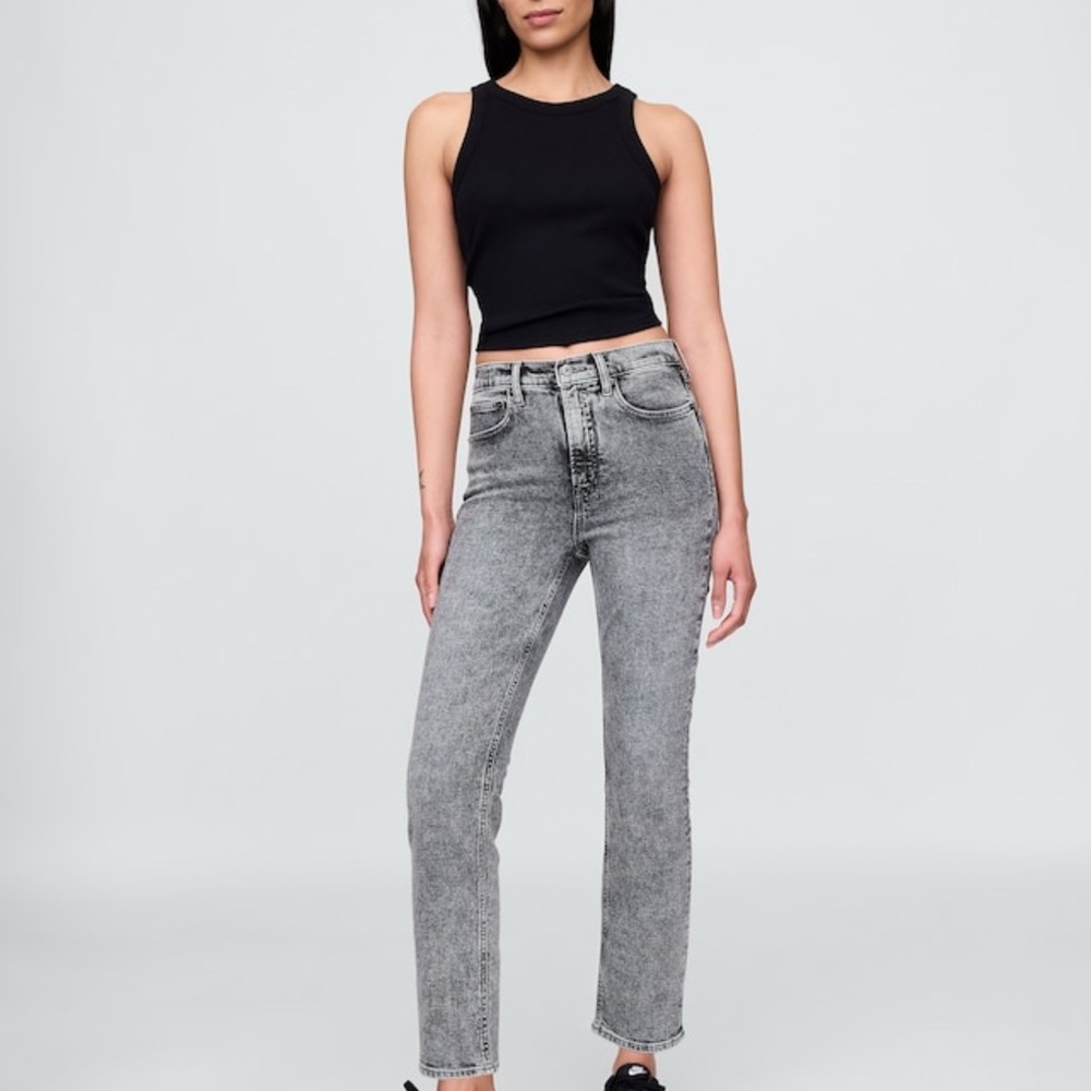GAP Gray Straight Leg Jeans with Vintage Wash